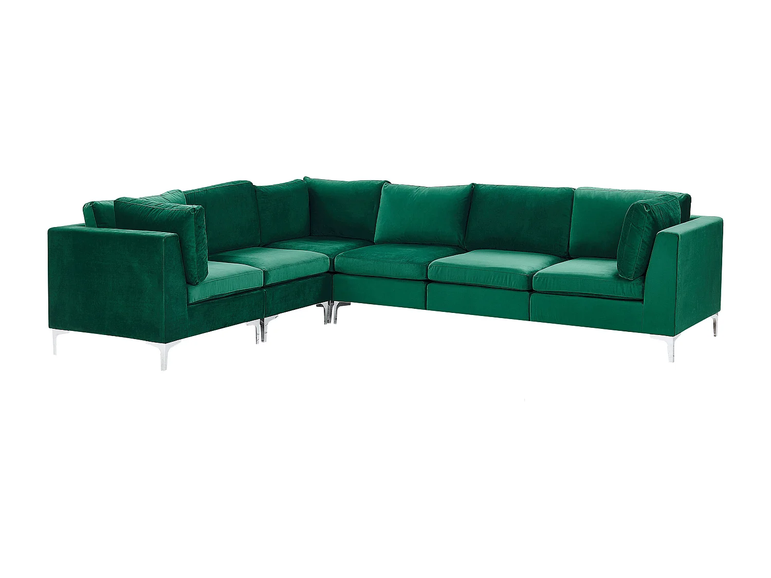 Modulaire hoekbank EVJA Fluweel Groen 6-zitter Rechterzijde