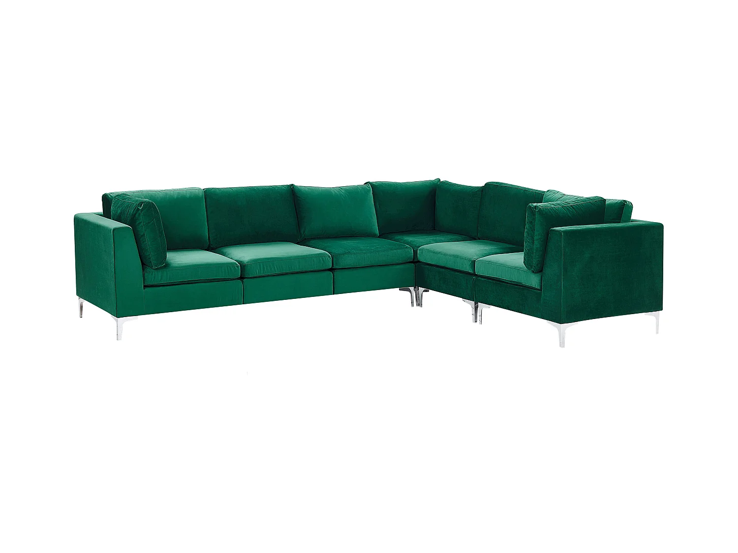 Canapé d'Angle Modulable - Evja - Côté Gauche, 6 Modules, en Velours, Vert