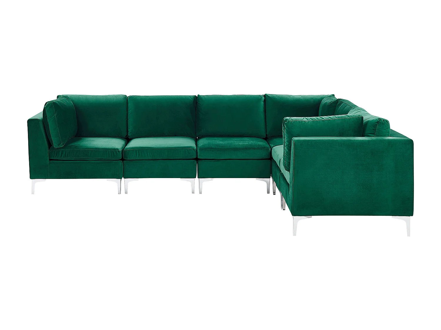 Sofá de canto modular EVJA Veludo Verde 6 lugares à esquerda