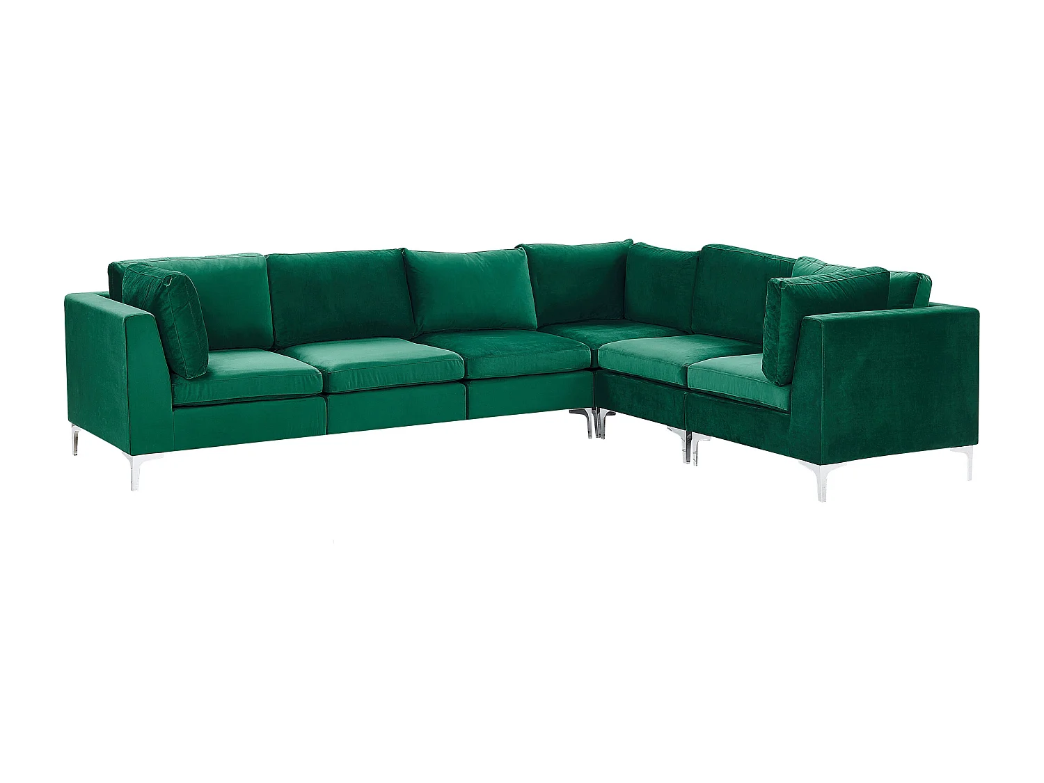 Canapé d'Angle Modulable - Evja - Côté Gauche, 6 Modules, en Velours, Vert