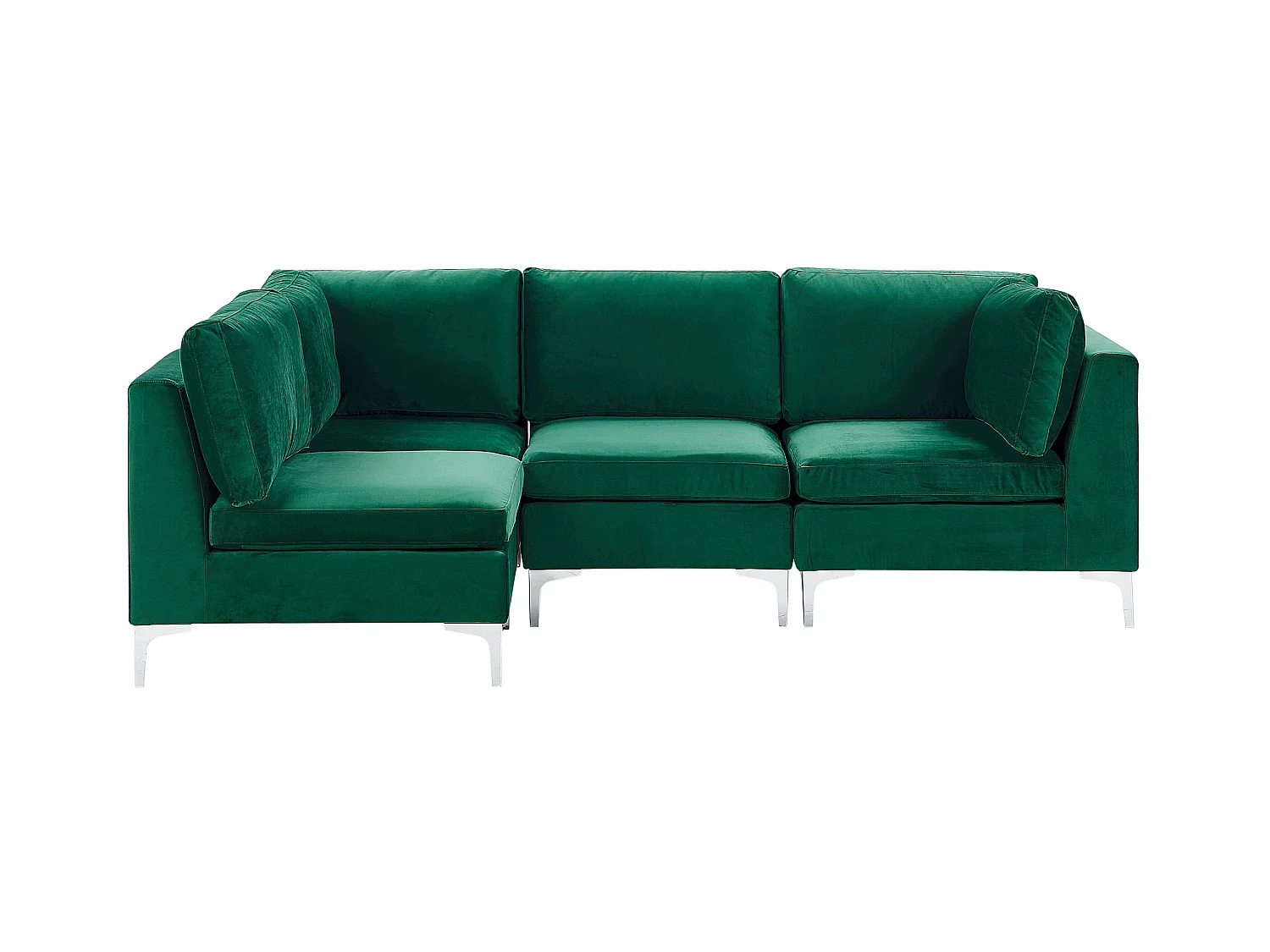 Canapé d'Angle Modulable - Evja - Côté Droit, 4 Modules, en Velours, Vert