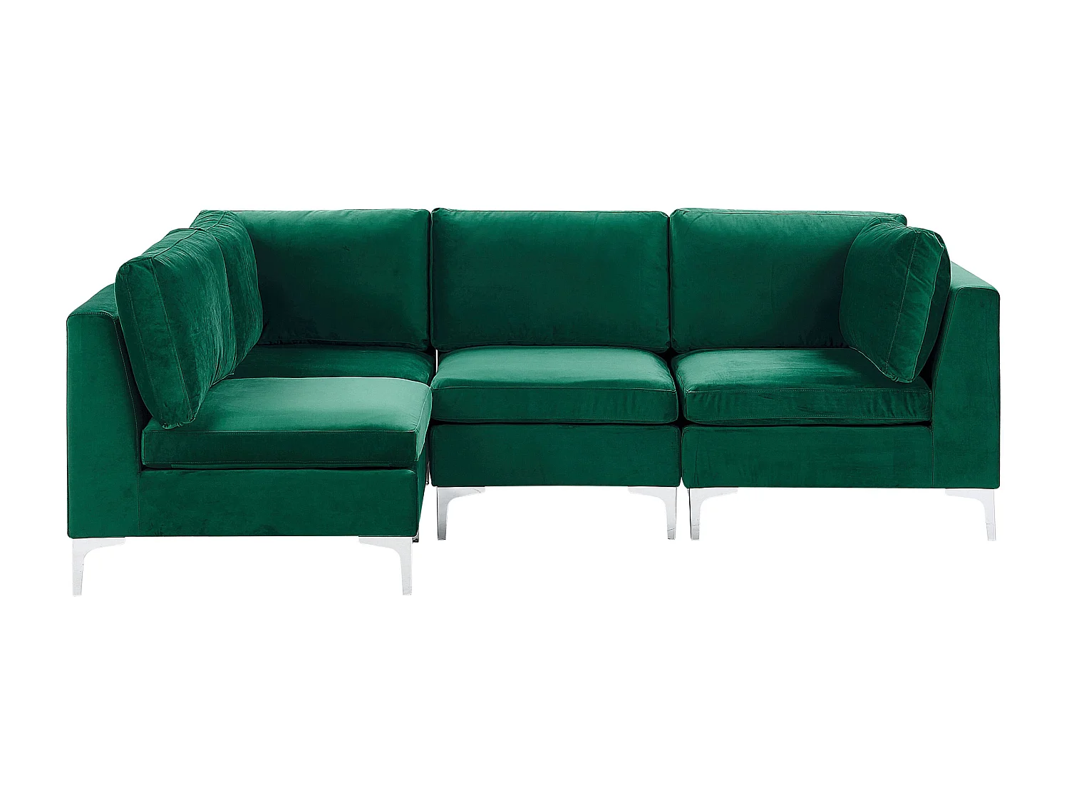 Canapé d'Angle Modulable - Evja - Côté Droit, 4 Modules, en Velours, Vert