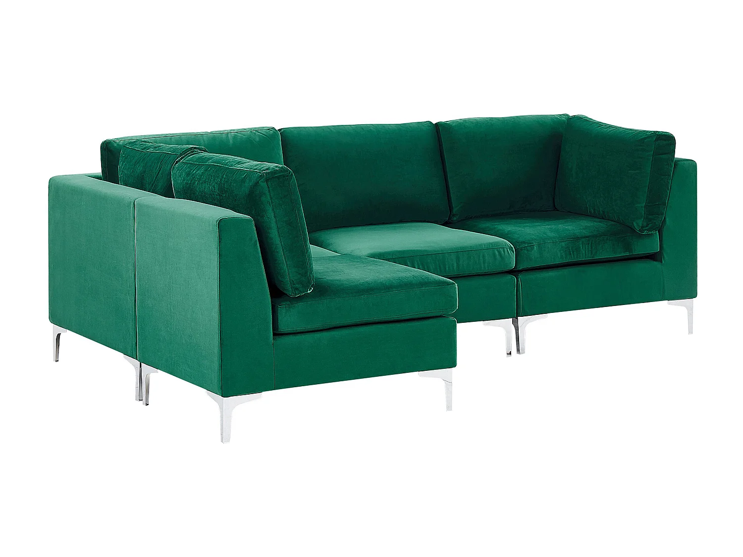 Canapé d'Angle Modulable - Evja - Côté Droit, 4 Modules, en Velours, Vert