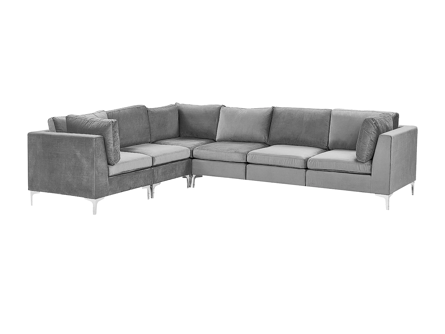 Canapé d'Angle Modulable - Evja - Côté Droit, 6 Modules, en Velours, Gris