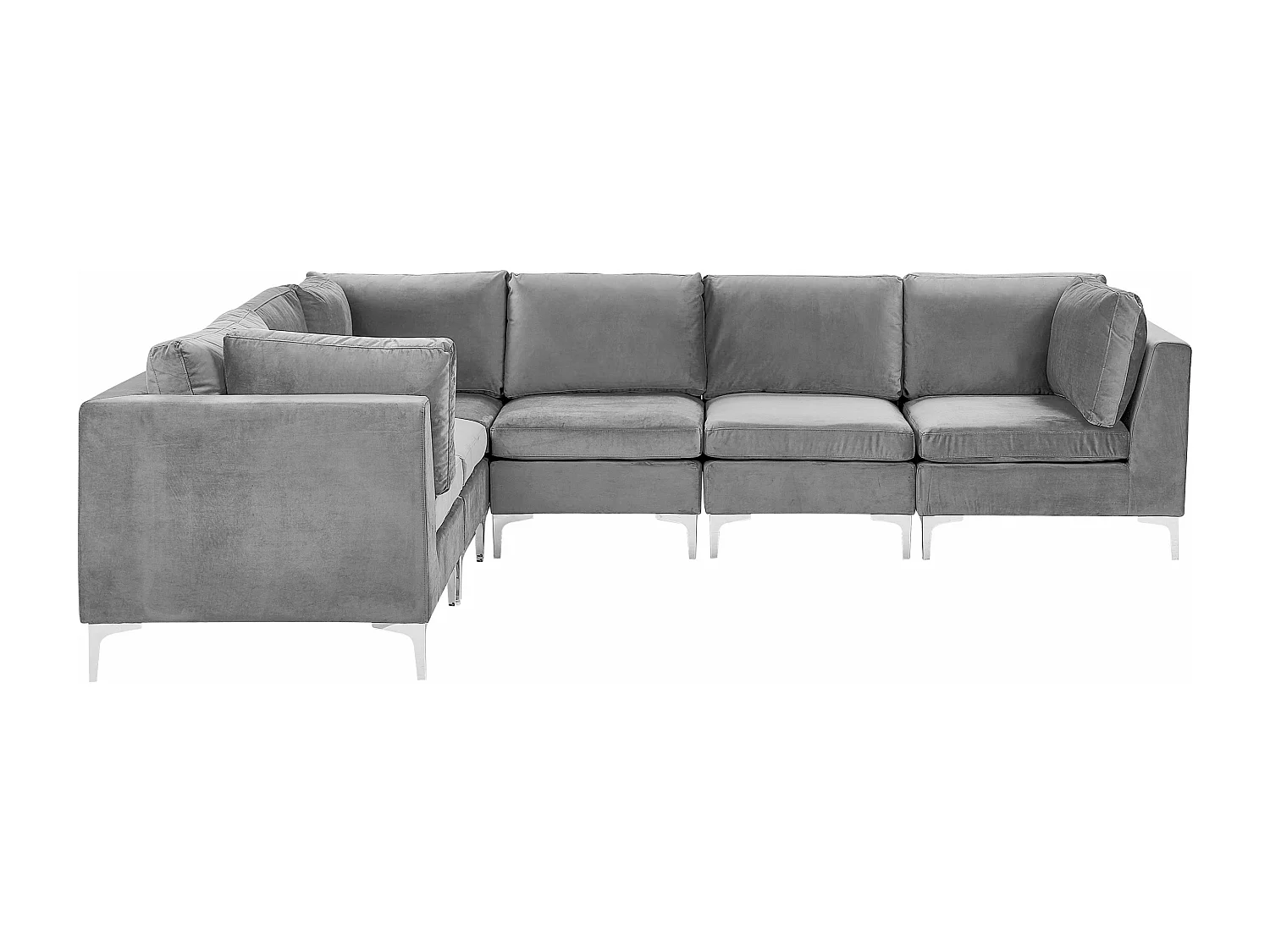 Canapé d'Angle Modulable - Evja - Côté Droit, 6 Modules, en Velours, Gris