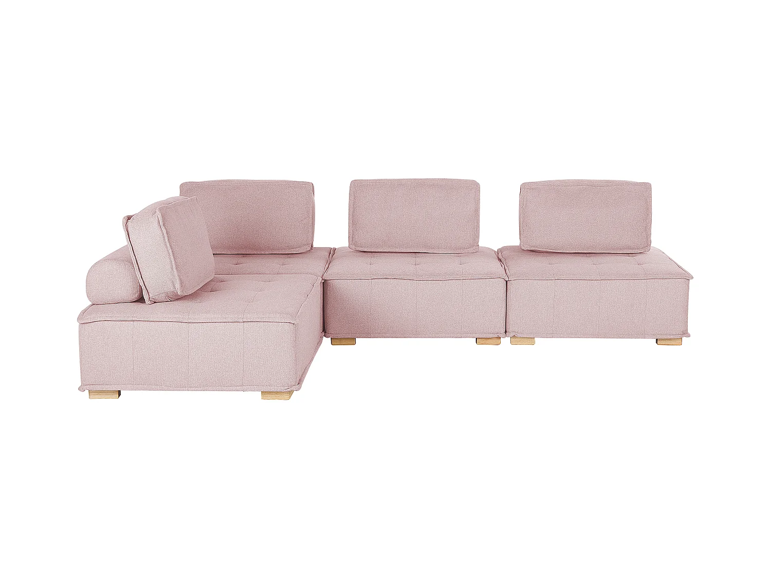 Canapé d'angle modulable 4 places TIBRO Tissu Rose Côté droit