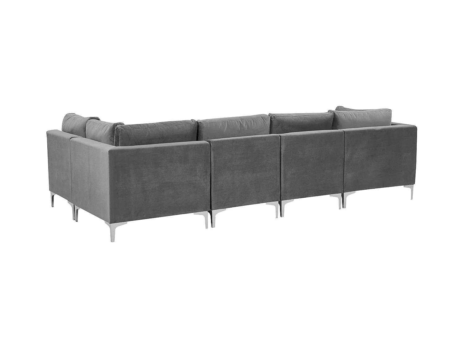 Canapé d'Angle Modulable - Evja - Côté Gauche, 5 Modules, en Velours, Gris