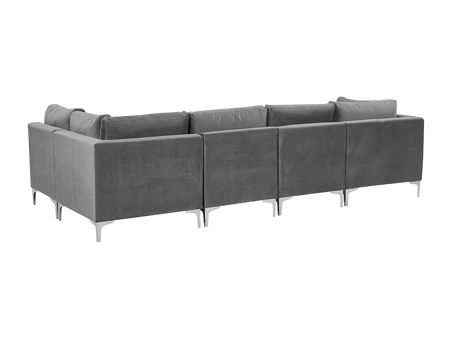 Canapé d'Angle Modulable - Evja - Côté Gauche, 5 Modules, en Velours, Gris