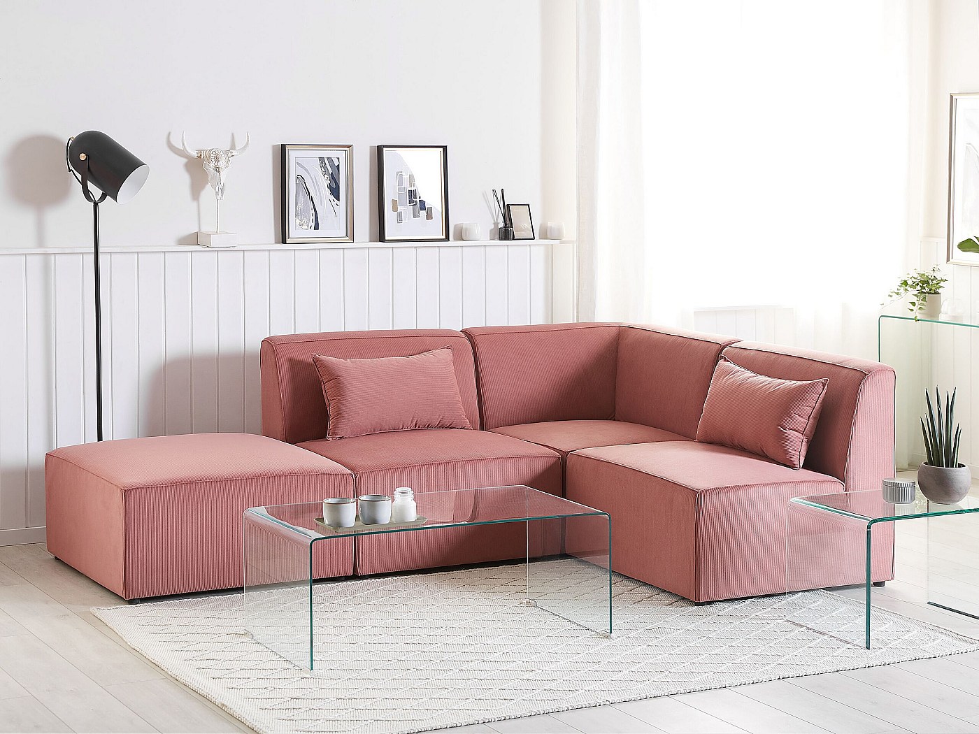 Canapé Modulable, 4 Places, Coffre De Rangement, Revêtement En Tissu - Canapé Modulable