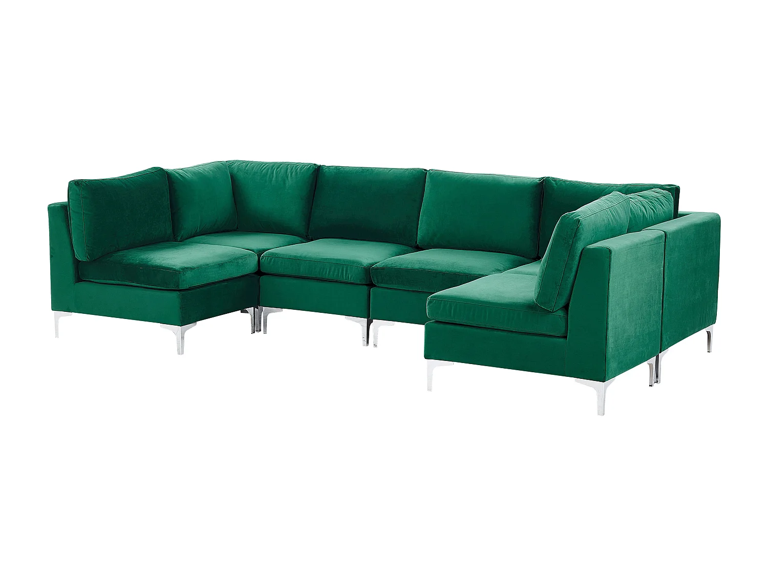 Canapé modulable en forme de U 6 places EVJA Velours Vert
