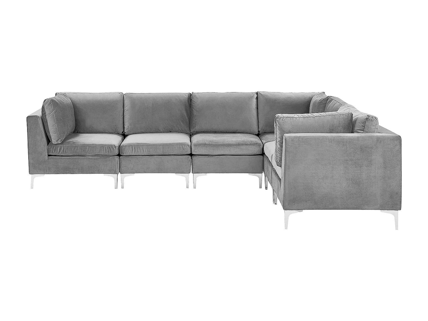 Modulaire hoekbank EVJA Fluweel Grijs 6-zitter Linkerzijde