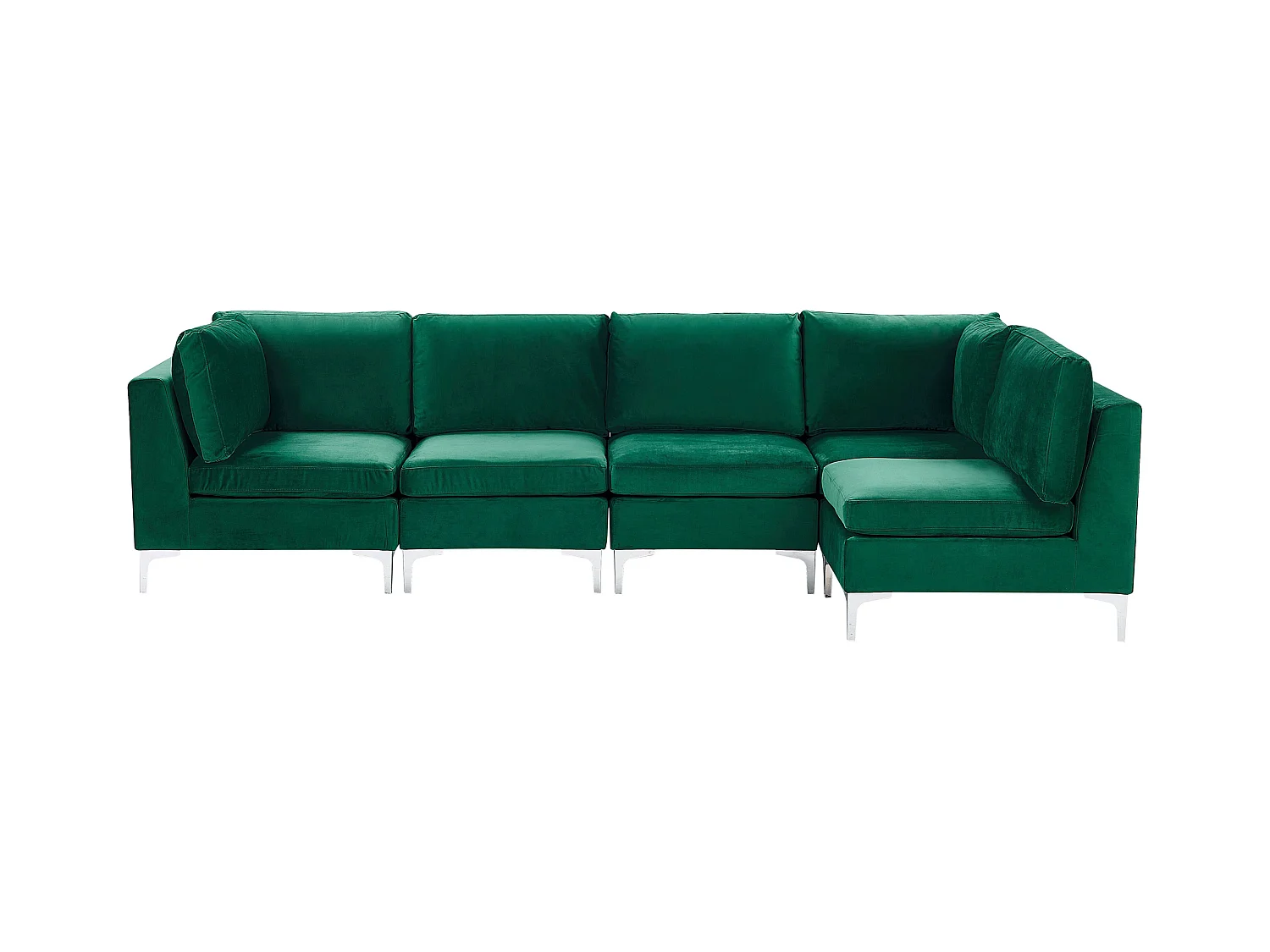 Modulaire hoekbank EVJA Fluweel Groen 5-zitter Linkerzijde