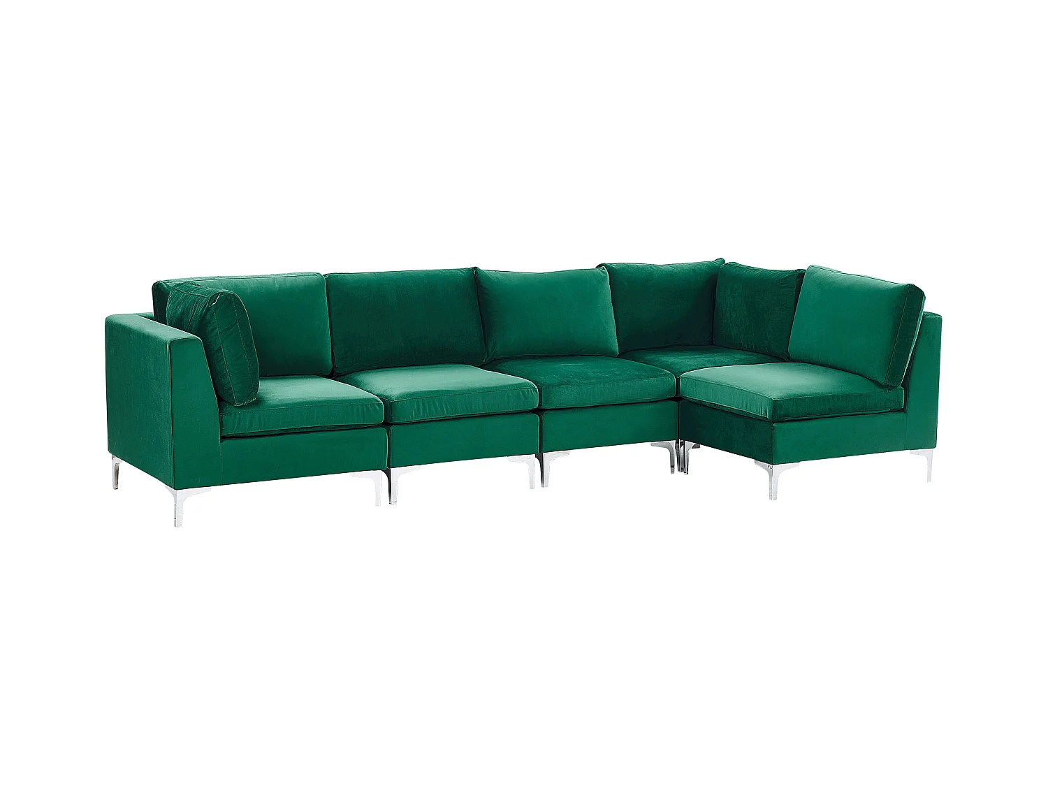 Canapé d'Angle Modulable - Evja - Côté Gauche, 5 Modules, en Velours, Vert