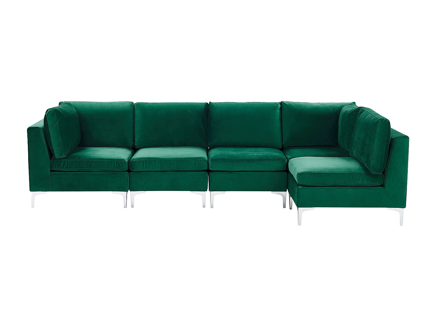 Modulares 5-Sitzer Ecksofa Samtstoff Grün linksseitig Metallbeine Modern Evja