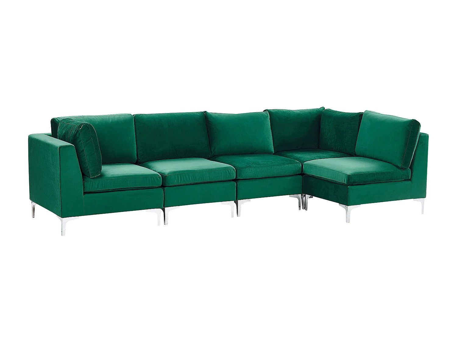 Modulares 5-Sitzer Ecksofa Samtstoff Grün linksseitig Metallbeine Modern Evja