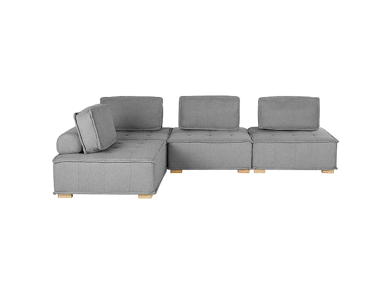 Canapé d'angle modulable 4 places TIBRO Tissu Gris Côté droit