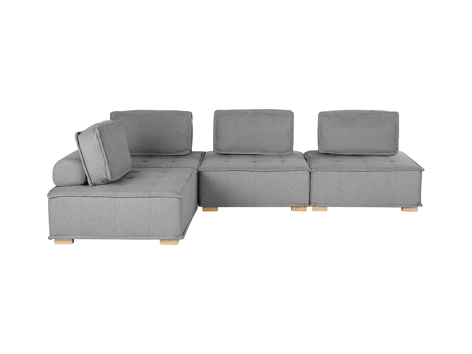 Canapé d'angle modulable 4 places TIBRO Tissu Gris Côté droit