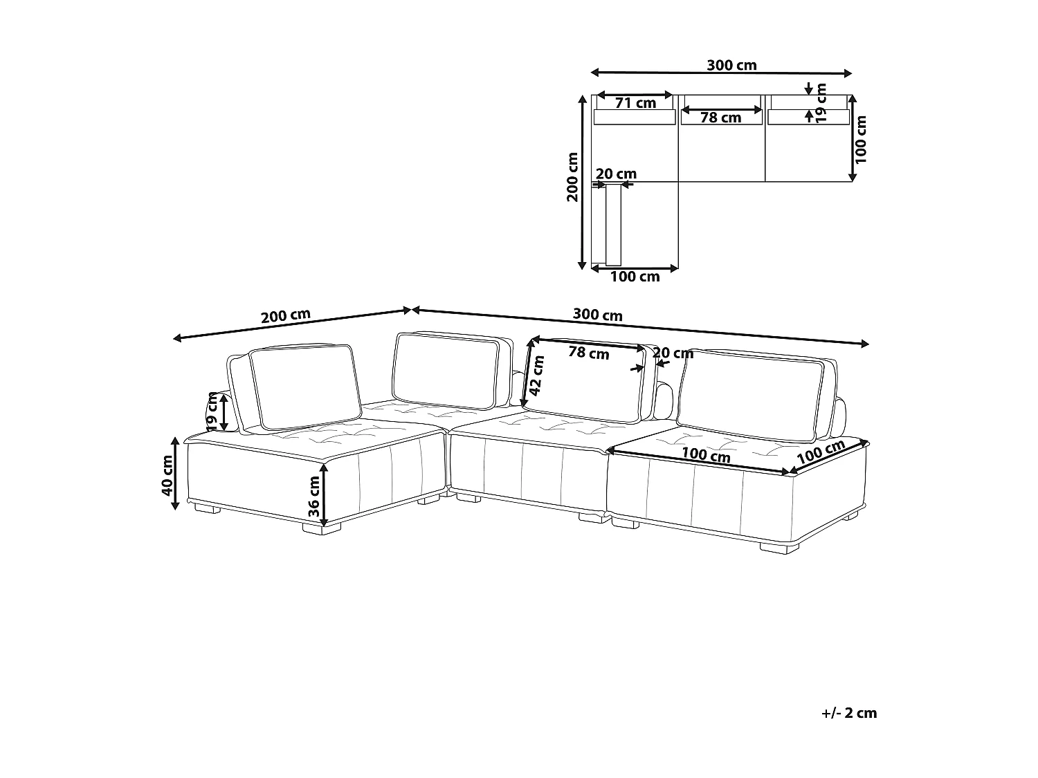Canapé d'angle modulable TIBRO Tissu Gris 4 places Côté droit