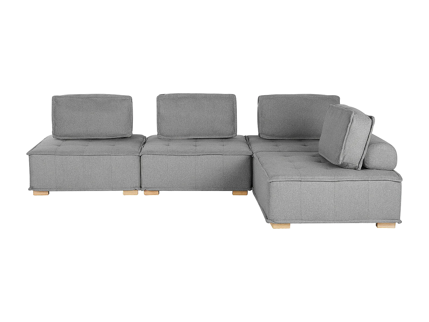 Canapé d'angle modulable TIBRO Tissu Gris 4 places Côté droit