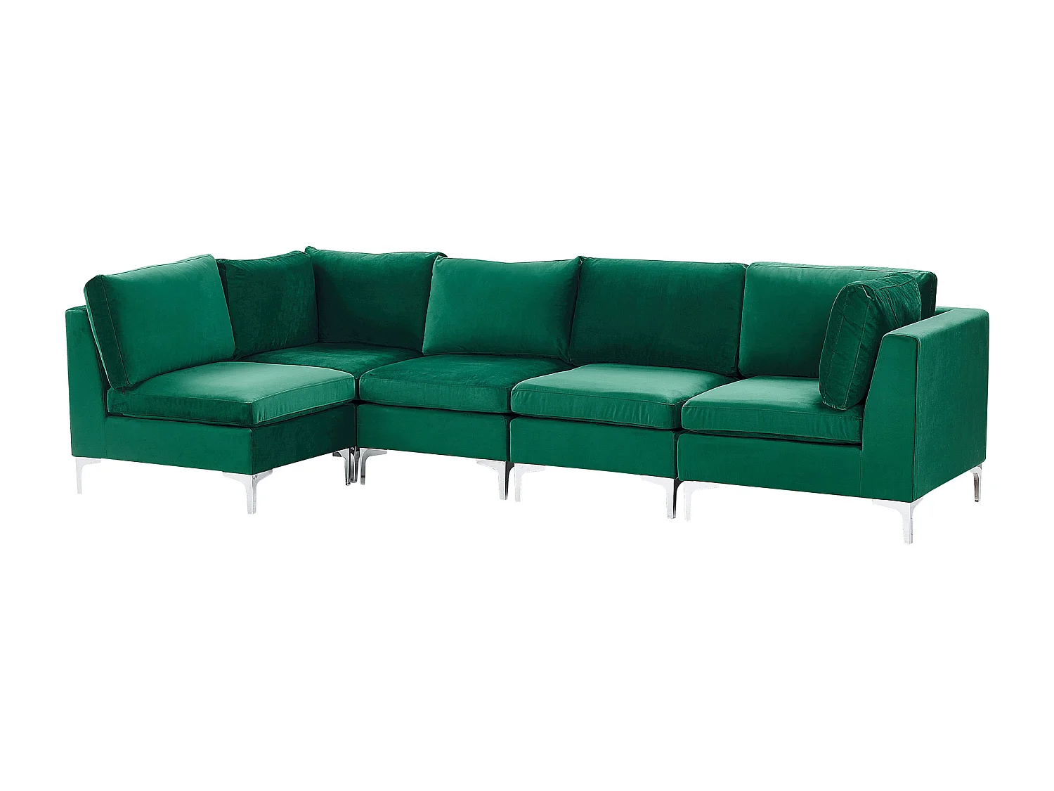 Modulaire hoekbank EVJA Fluweel Groen 5-zitter Rechterzijde