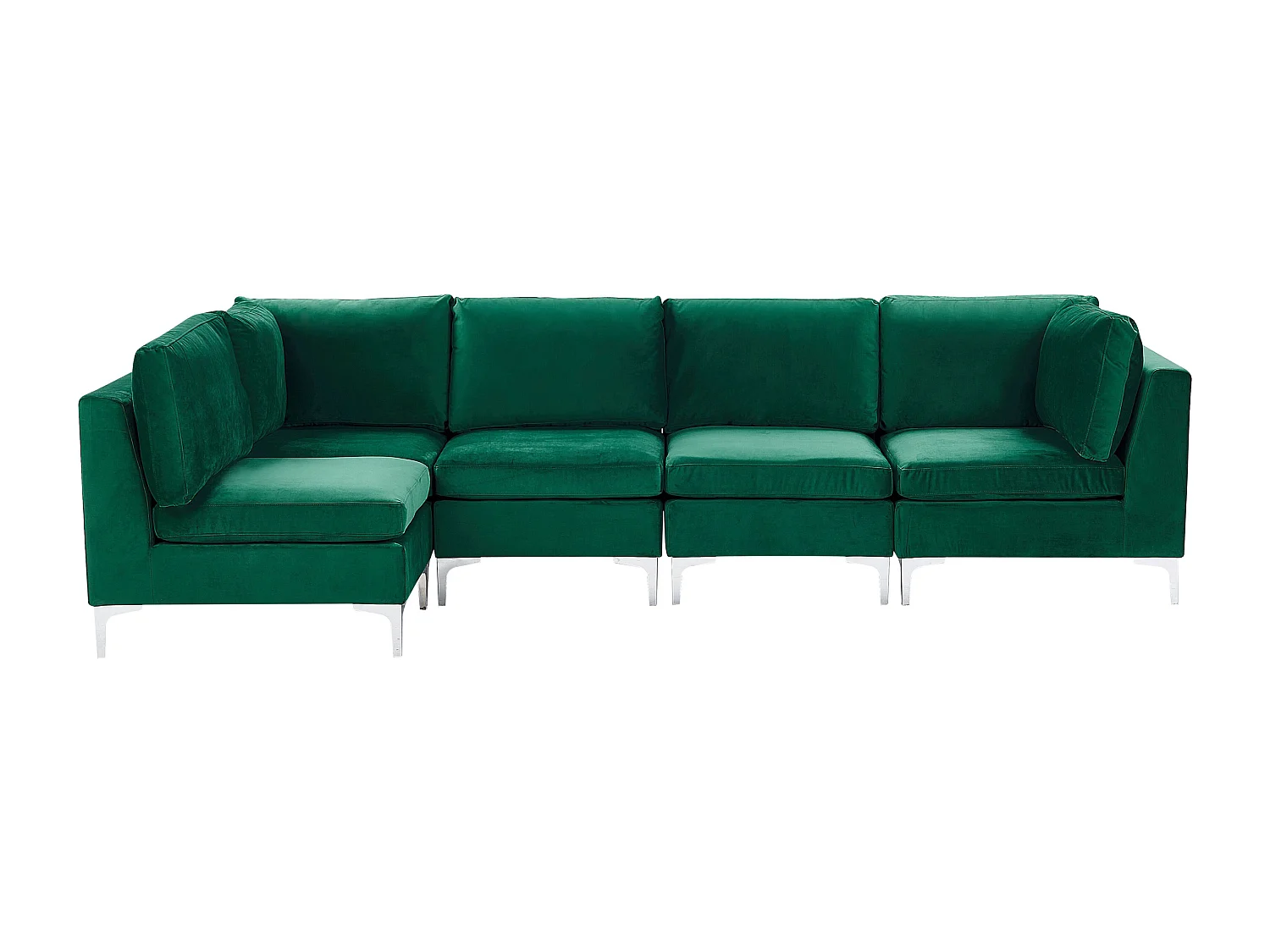 Canapé d'Angle Modulable - Evja - Côté Droit, 5 Modules, en Velours, Vert