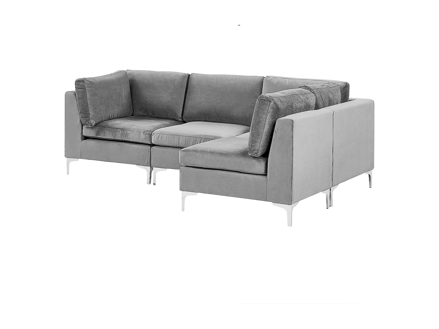 Modulares 4-Sitzer Ecksofa Samtstoff Grau linksseitig Metallbeine Modern Evja