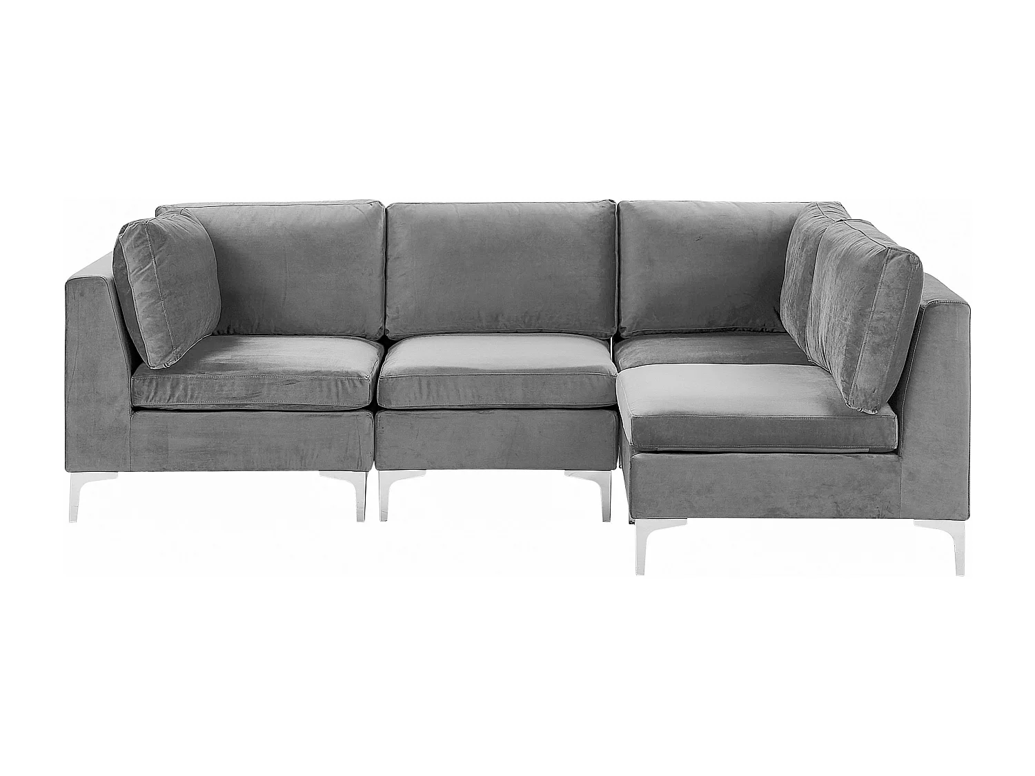 Canapé d'Angle Modulable - Evja - Côté Gauche, 4 Modules, en Velours, Gris