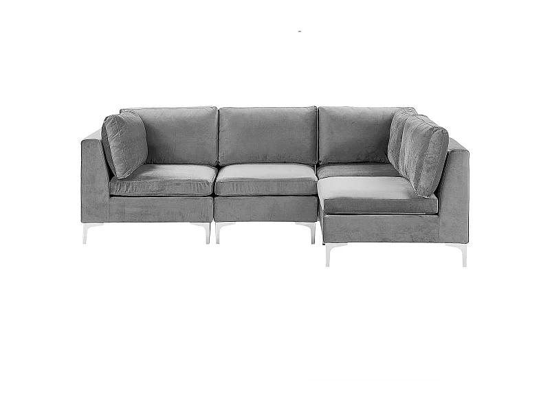 Modulares 4-Sitzer Ecksofa Samtstoff Grau linksseitig Metallbeine Modern Evja