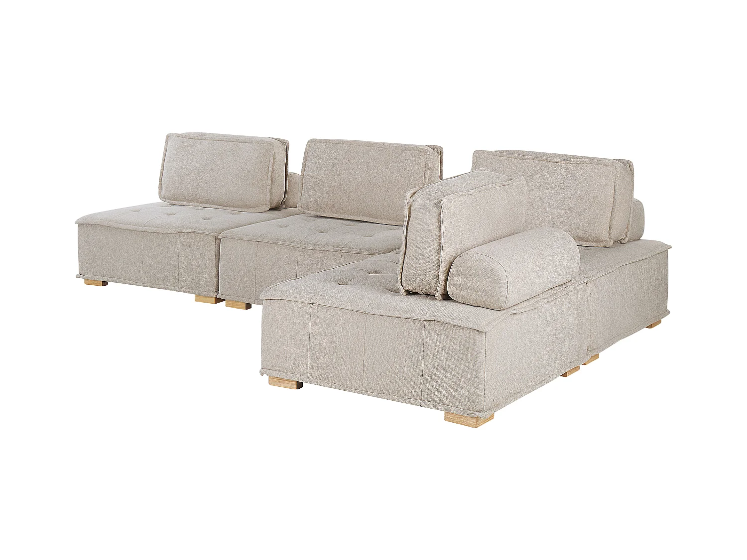 Narożnik modułowy TIBRO Jasnobeżowy dla 4 osób Prawostronny