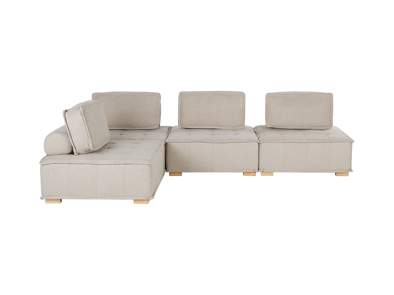 Canapé d'angle modulable 4 places TIBRO Tissu Beige clair Côté droit