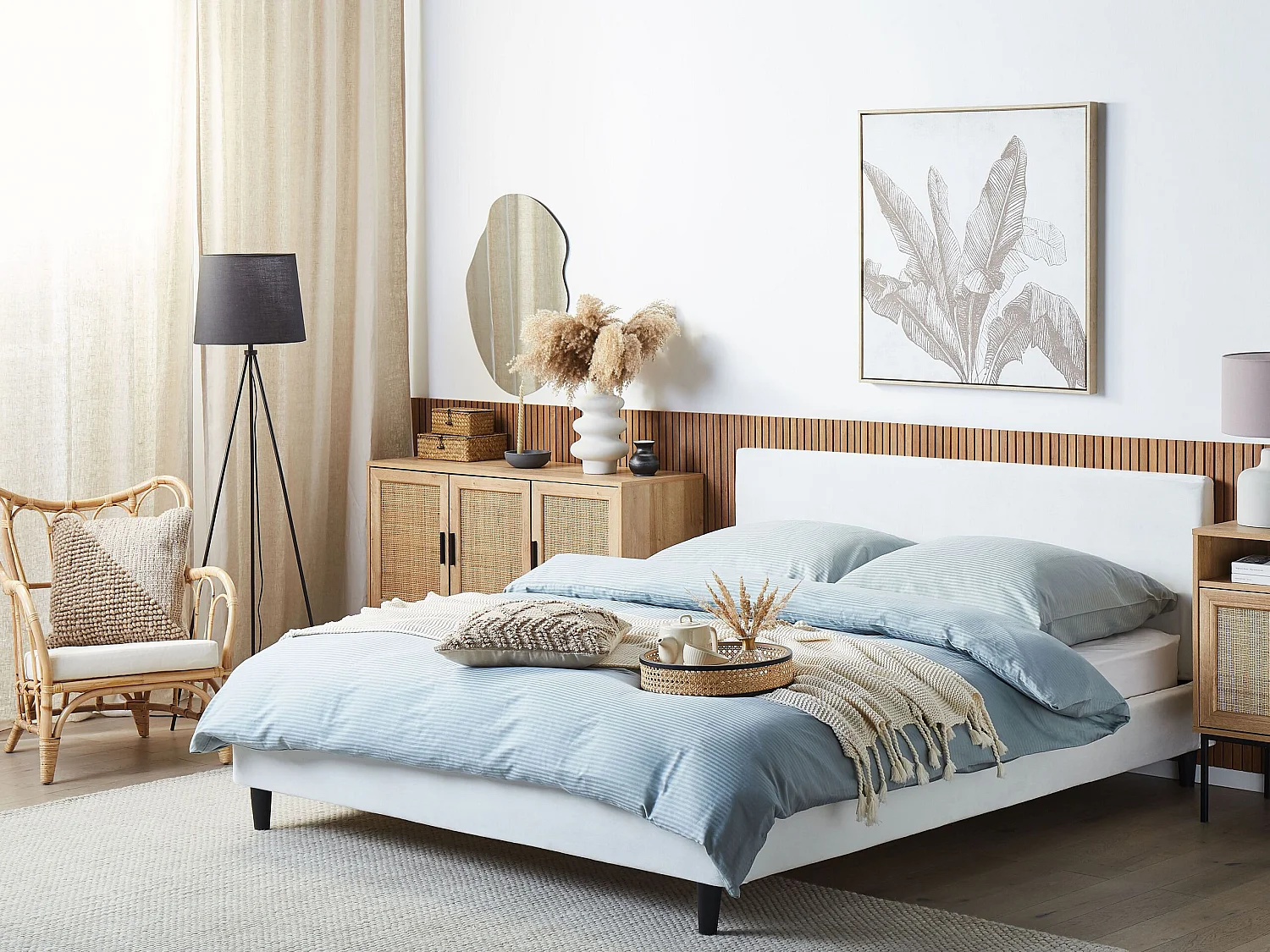 Fodera per struttura letto Velluto FITOU 160 x 200 cm Bianco