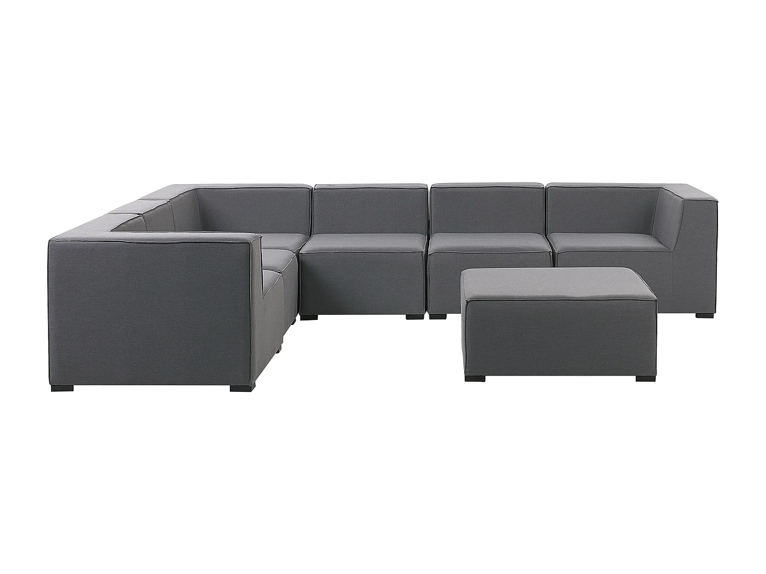 Canapé d'angle de jardin avec ottoman 7 places AREZZO Côté droit Gris