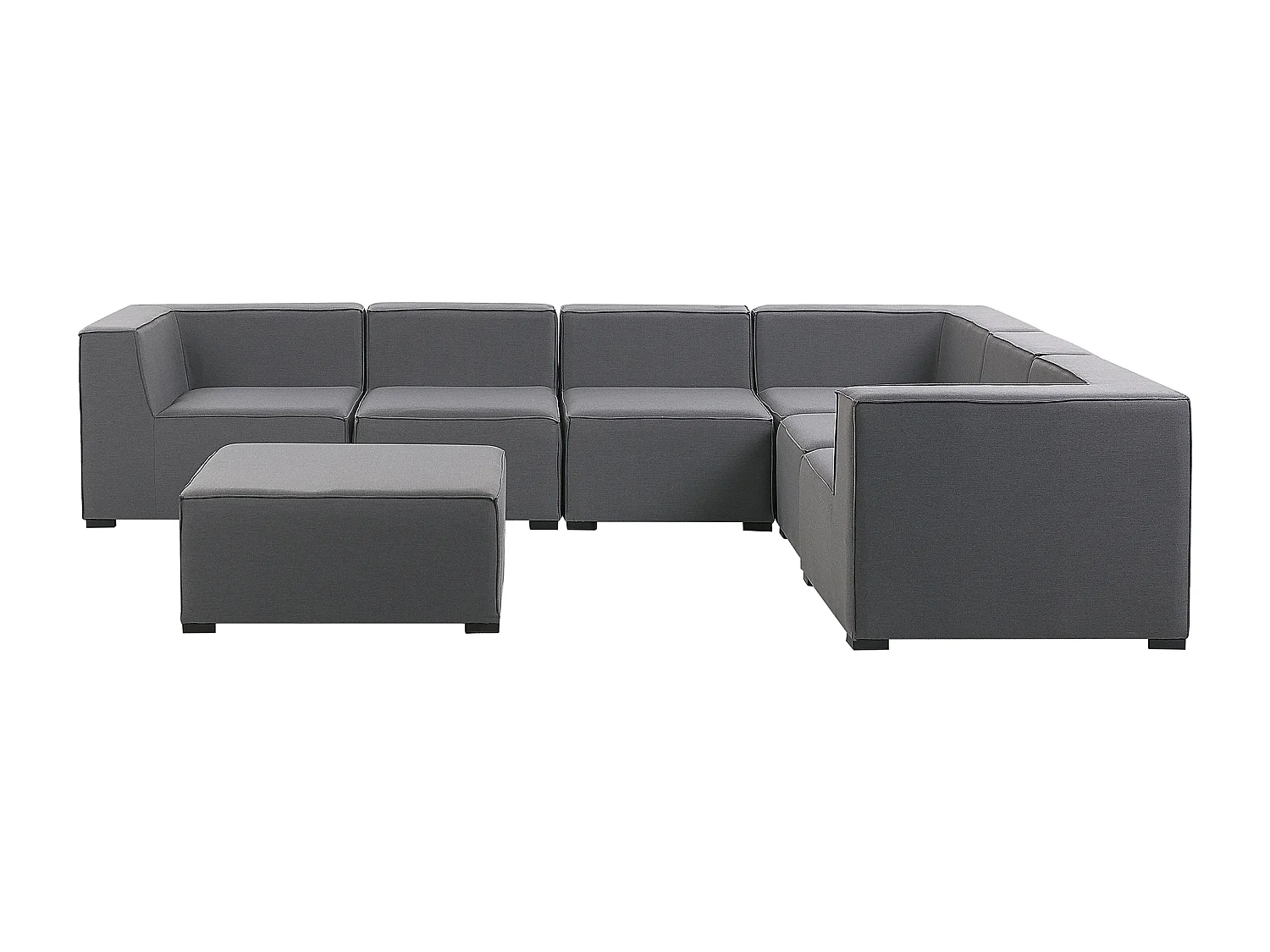 Canapé d'angle de jardin avec ottoman 7 places AREZZO Côté droit Gris