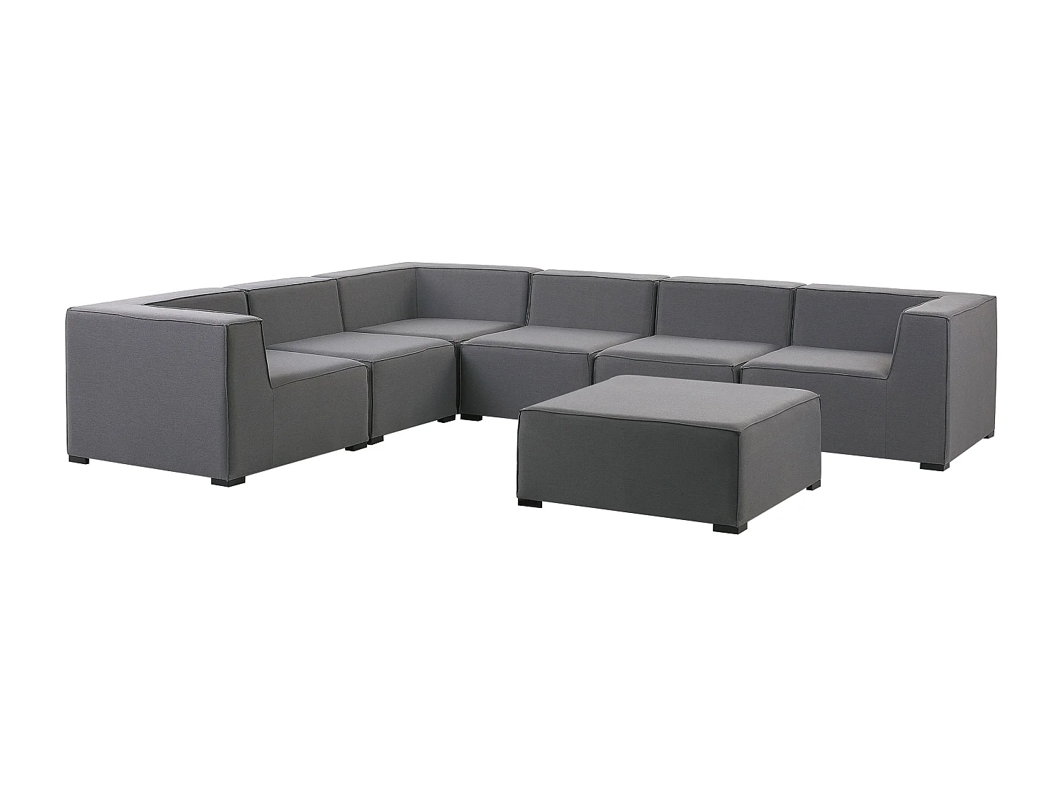 Canapé d'angle de jardin avec ottoman 7 places AREZZO Côté droit Gris