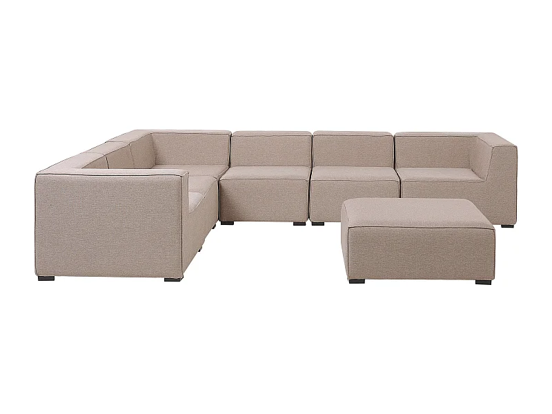 Luxuriöses 7-teiliges Outdoor Lounge Set beige Polsterbezug rechtsseitig Arezzo