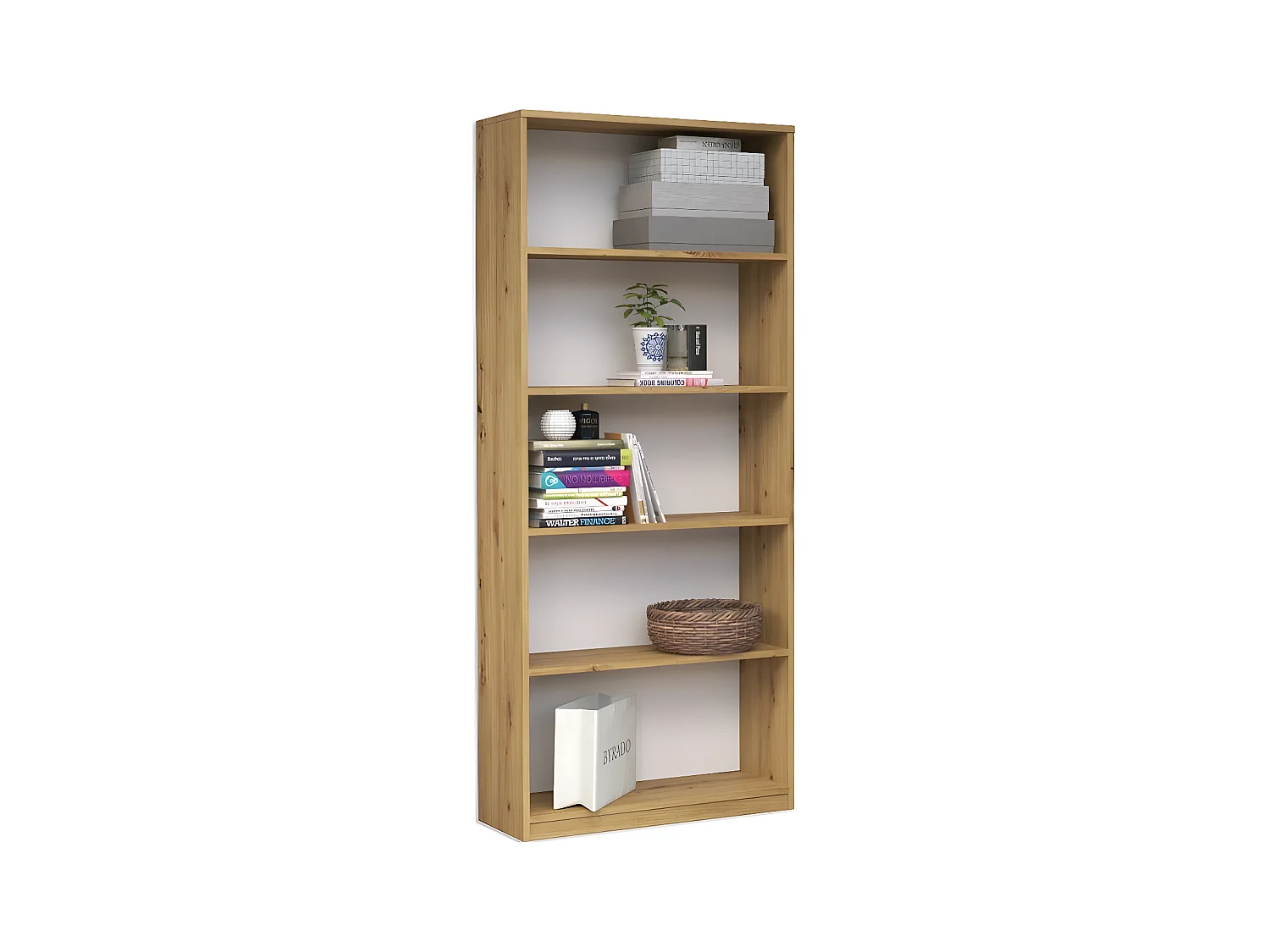 FLORENCE | Bibliothèque moderne | Étagère de bureau classique | Dimensions : 182x60x30 | 4 étagères | Design simple