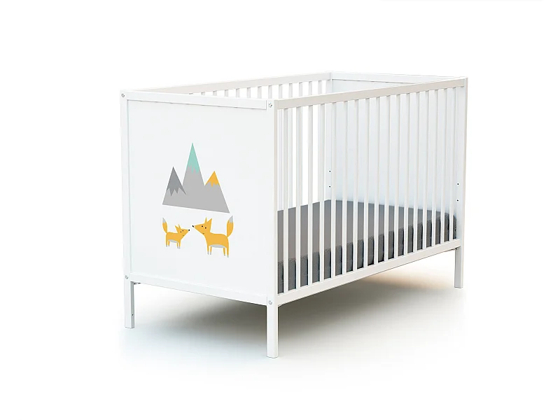 Cuna bebe Renard madera - Blanco - 60 x 120 - 124 x 64,5 x 82 cm ALBA