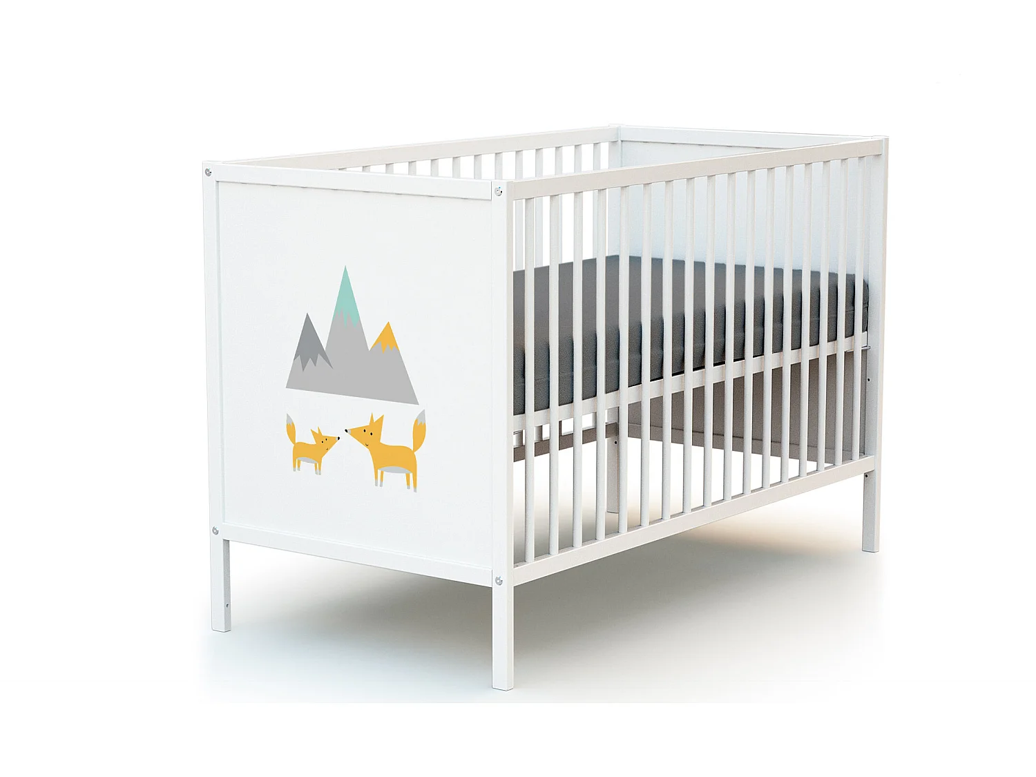 Cama de bebe Renard de madeira Branco 60 x 120 cm ALBA