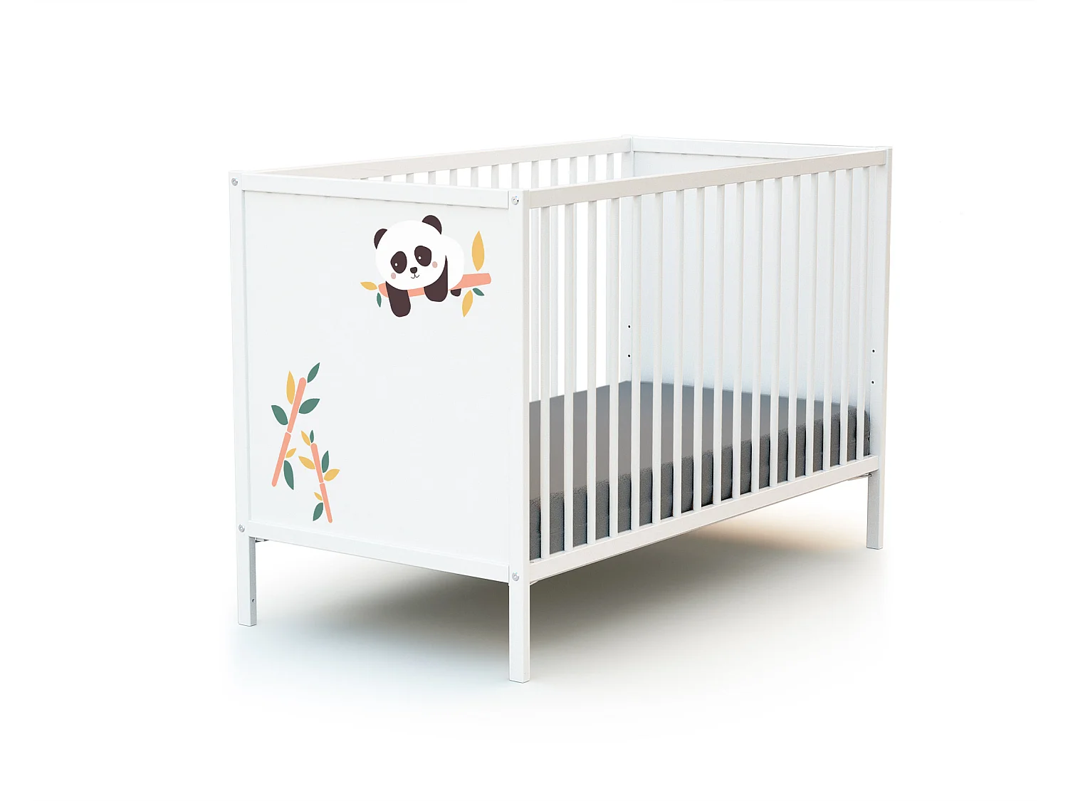 Cama de bebe Panda de madeira Branco 60 x 120 cm ALBA