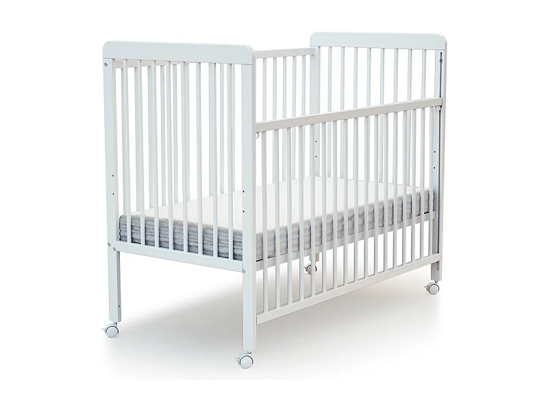 Cuna bebé con lateral abatible ESSENTIEL madera - Blanco - 60 x 120 - 124 x 64 x 103,5 cm