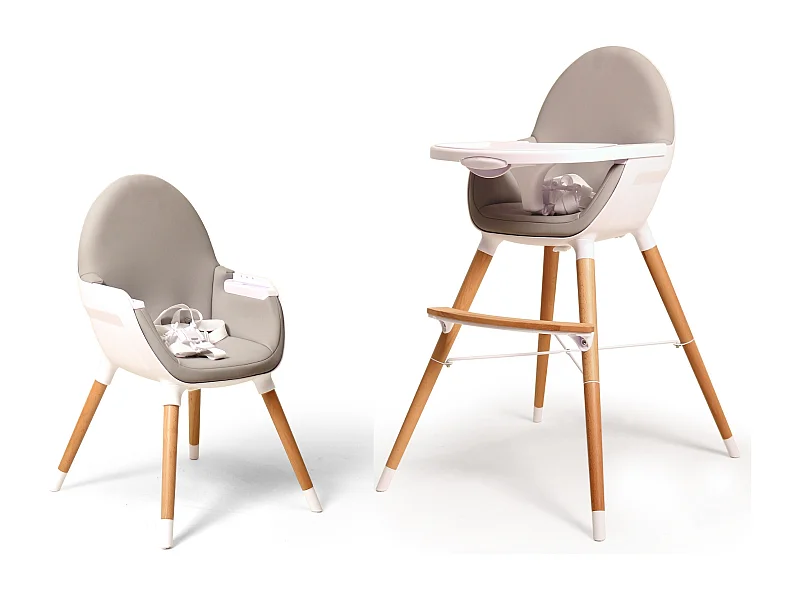 Hoge kinderstoel in kunststof Wit en Grijs