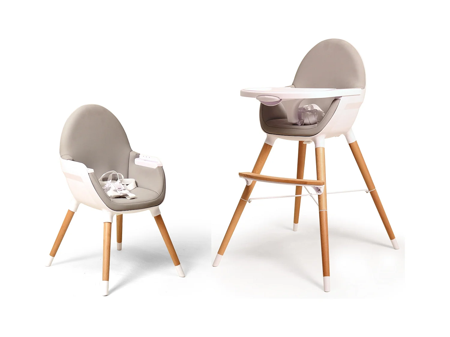 Chaise haute bébé évolutive Blanc et Gris