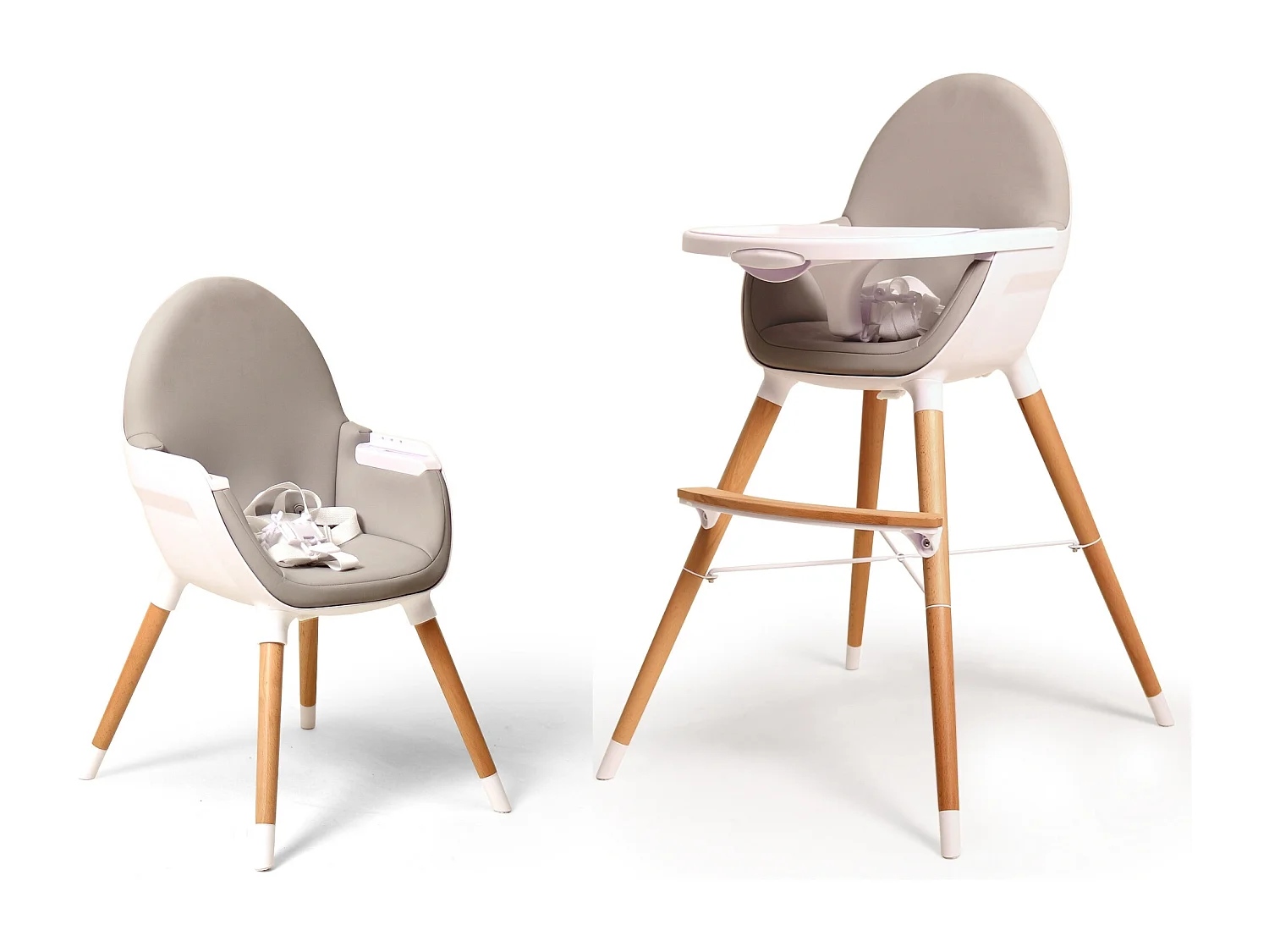 Chaise haute bébé évolutive Blanc et Gris