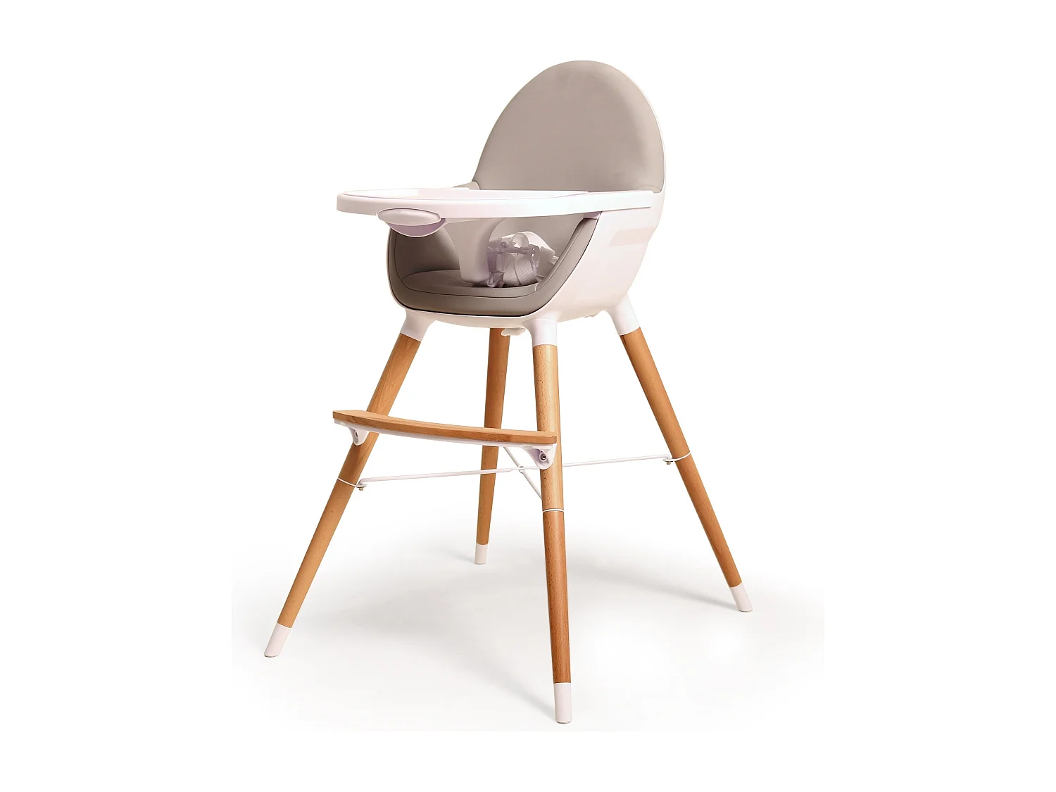 Chaise haute bébé évolutive Blanc et Gris