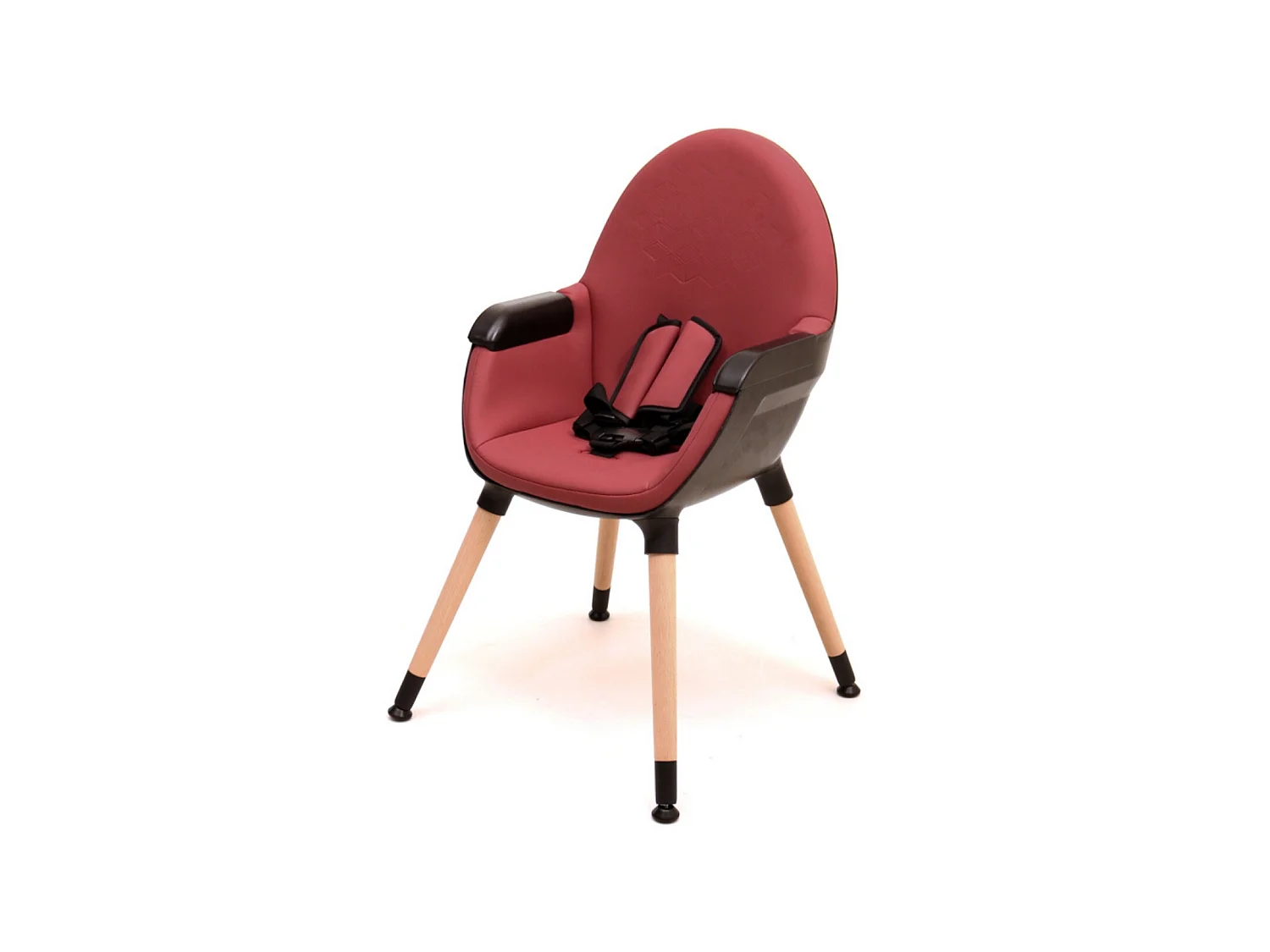 Chaise haute bébé évolutive CONFORT Bordeaux et Noir 2 hauteurs