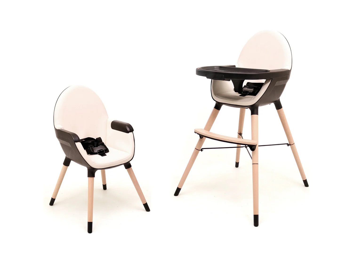 Chaise haute bébé évolutive ESSENTIEL Noir et Sable 2 hauteurs