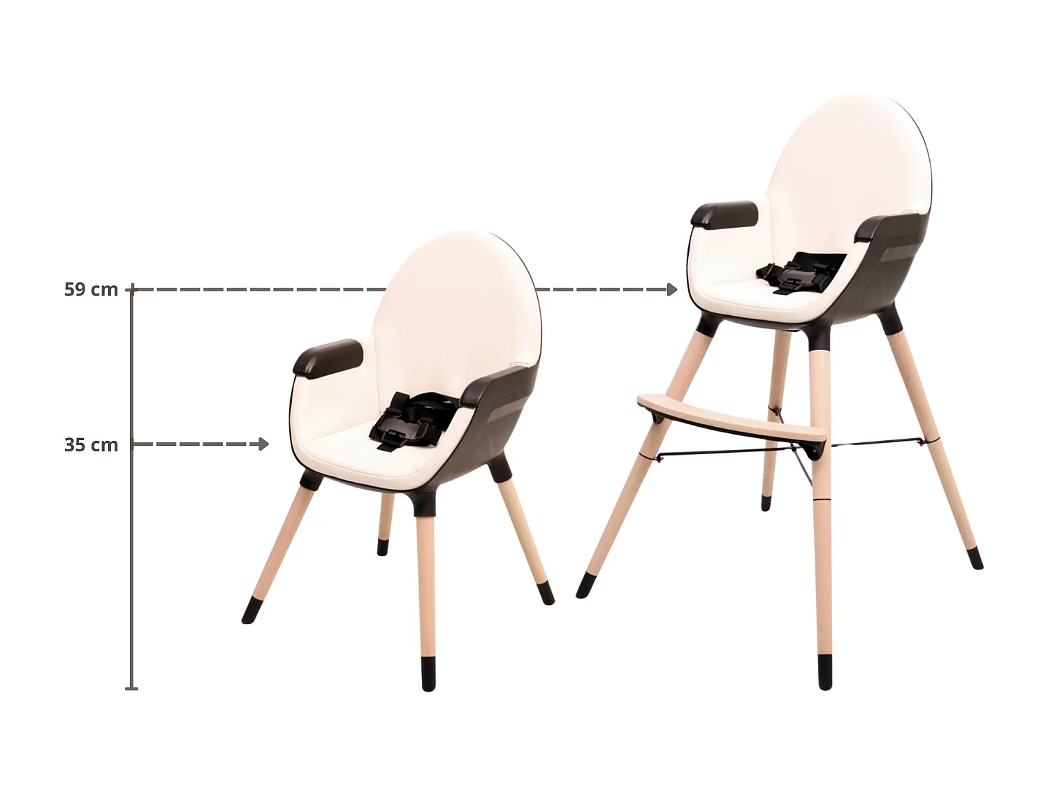 Trona bebé evolutiva ESSENTIEL - Negro/Arena - 59 x 57 x 96 cm