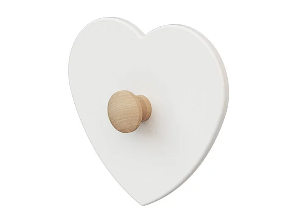 Gancho para casacos de criança Coração ESSENTIEL de madeira Branco e Faia