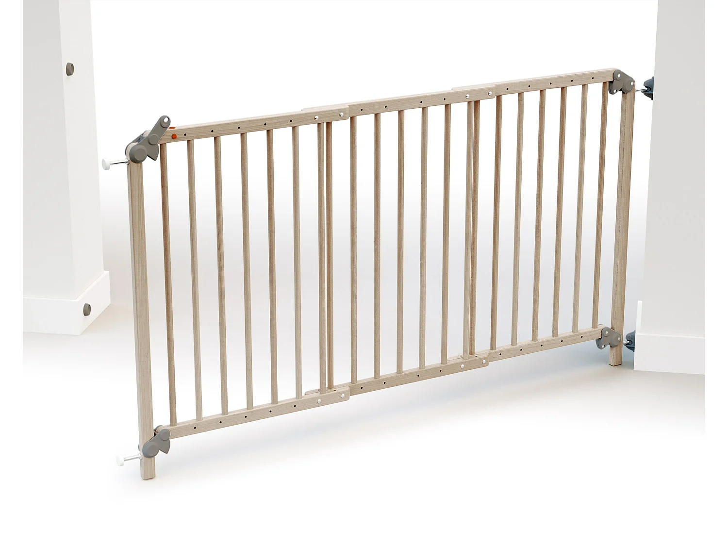 Uitschuifbaar babyhekje in hout Beuken onbewerkt 150 cm LOKEE