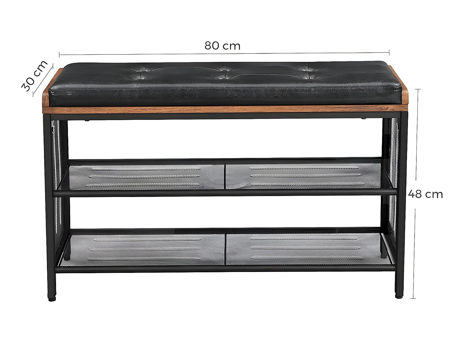 LEBERO - Zapatero recibidor en Estilo industrial - 80x48x30 cm - Banco de entrada